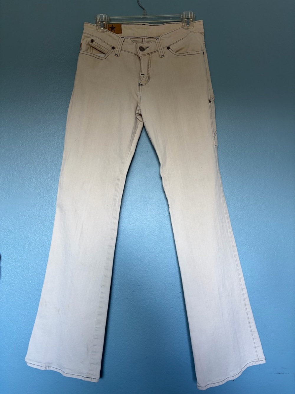 Rock & Republic Cream Flare, Low Rise, Wide-Leg Jeans